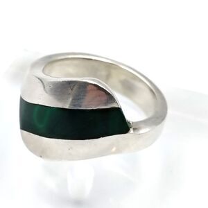Vintage Scandean 950 Sterling Silver Malachite Inlay Ring Size 7